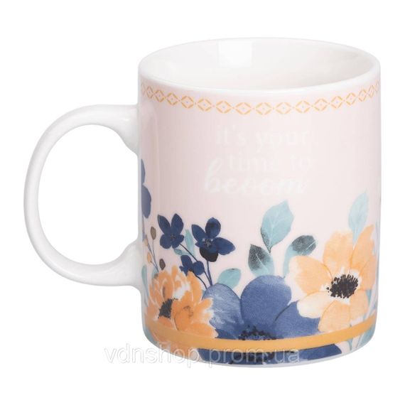 Чашка порцелянова з квітковим принтом 400 (мл) для чаю та кави RX-N240139CR