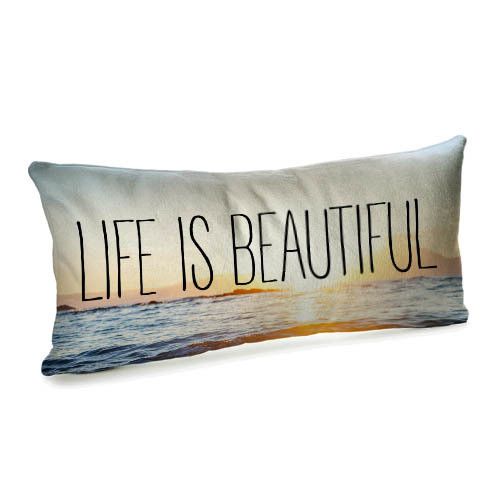 Подушка для дивана бархатная Life is beautiful 50x24 см (52BP_EX007)