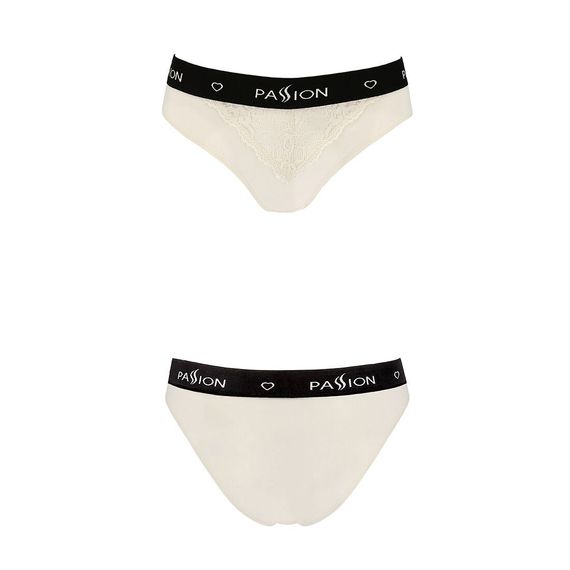Трусики з широкою гумкою і мереживом Passion PS001 PANTIES S, ecru | Зображення 3