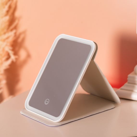 Дзеркало з лед підсвічуванням настільне складне 19.5х13.5 см косметичне для макіяжу HP-10-8AV | Зображення 7