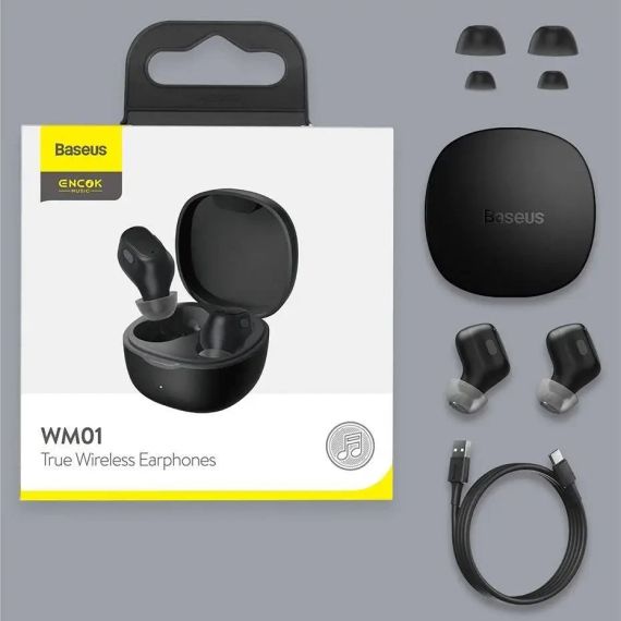БЕСПРОВОДНЫЕ НАУШНИКИ BASEUS WM01 ENCOK TRUE (WHITE/BLACK) BLUETOOTH ГАРНИТУРА | Зображення 3