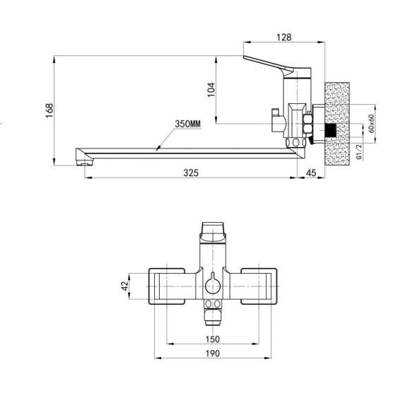 Змішувач для ванни Qtap Arvin з довгим поворотним виливом і душовим гарнітуром QTARV260CRM48641 Chrome | Зображення 1
