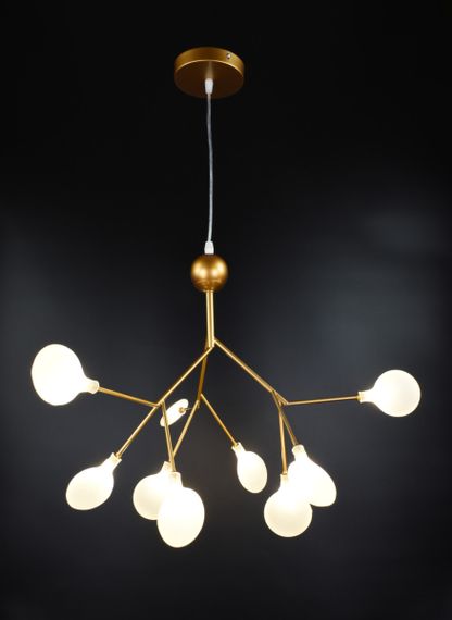 Люстра підвісна на 9 лампочок 26092 Золото 60-150х56х56 см. | Зображення 1
