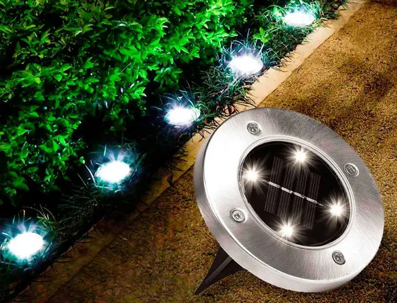 Садовый уличный светодиодный фонарь-подсветка на солнечной батарее Solar Pathway Lights 4шт 12см | Зображення 1