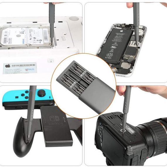 Набор прецизионных отверток с ручкой 48в1 в металлическом футляре | Зображення 1