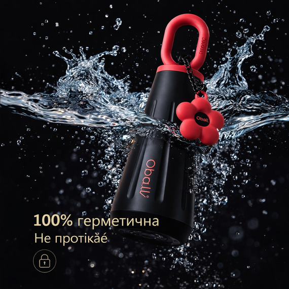 Термопляшка Oball "Кубок Богині Дофаміну" 450 мл із ручкою, подвійна стінка, неіржавка преміум сталь 316. Чорна | Зображення 4