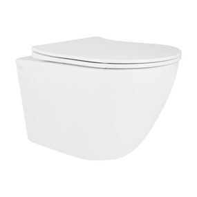 Унитаз подвесной Qtap Robin Mew безободковый с сиденьем Soft-close QT13332381АSW