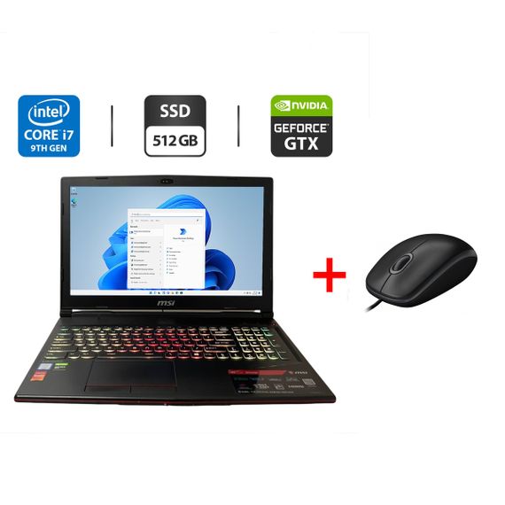 Игровой ноутбук MSI GL63 9SDK-840US / 15.6" (1920x1080) IPS / Intel Core i7-9750H (6 (12) ядер по 2.6 - 4.5 GHz) / 16 GB DDR4 / 512 GB SSD M.2 / nVidia GeForce GTX 1660 Ti, 6 GB GDDR6, 192-bit / WebCam б/у + Подарок Проводная мышь / USB