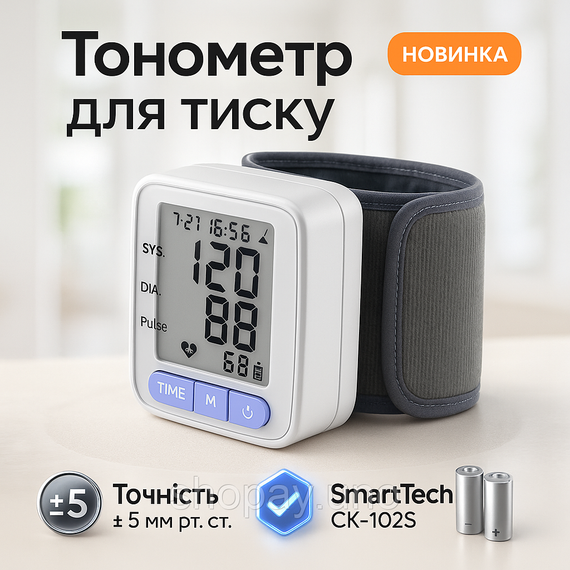 Автоматический запястный тонометр SmartTech CK-102S электронный для измерения давления