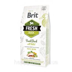 Корм Brit Fresh Duck/Millet Active Run & Work для активных собак, утка и пшено, 2.5 кг