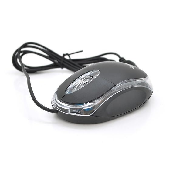 Миша USB Merlion MS-Zero, довжина кабелю 115см, 2 кнопки + scroll, (98х60х36 мм), Black, Q200 | Зображення 1