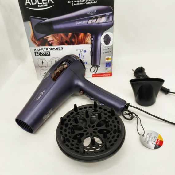 Мощный фен для сушки и укладки волос Adler AD 2273 2400Вт, Женский мощный фен для укладки волос QA-51 | Зображення 6