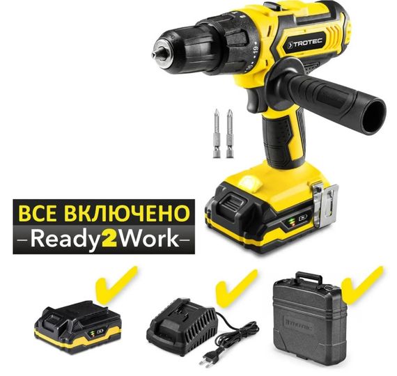 Дриль-шурупокрут акумуляторний ударний Trotec PHDS 11-20V з АКБ та ЗП + кейс (4410000502)