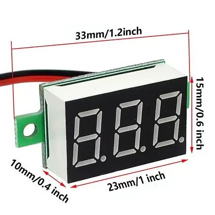 Вольтметр цифровий з LED-індикатором 0.36 дюйма DC 4.5V - DC 40V   ЗЕЛЕНИЙ | Зображення 2