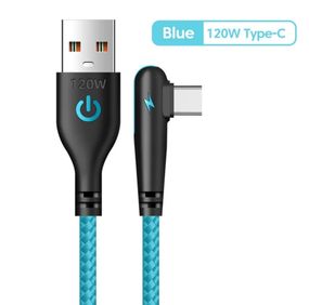 Кабель USB Type-C для швидкого заряджання Huawei Mate (2 метра), 90 градусів. Синій