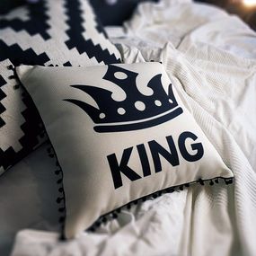 Подушка із мішковини з помпонами King 45x45 см (45PHBP_URB001)