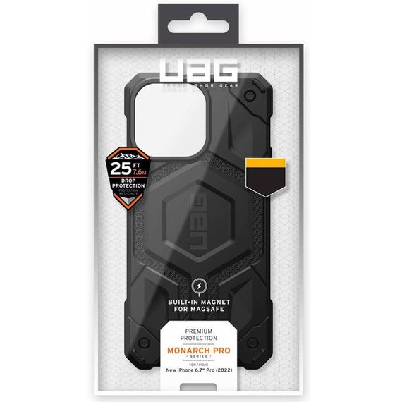 Ударопрочный чехол UAG Monarch Pro with MagSafe Leather для Apple iPhone 15 Plus / 14 Plus (6.7") Черный | Зображення 4