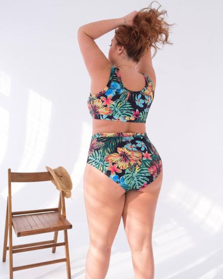 Роздільний купальник PLUS SIZE  з утяжкою тропічний принт | Зображення 3