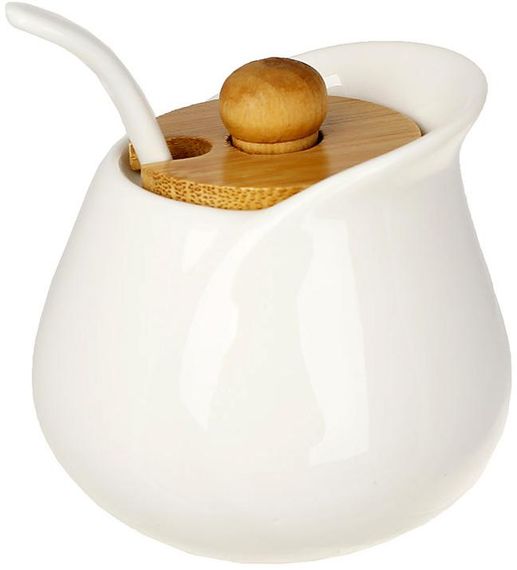 Цукорниця Ceram Bamboo Grace Ø8х8см (150мл) з ложкою і дерев'яною кришкою