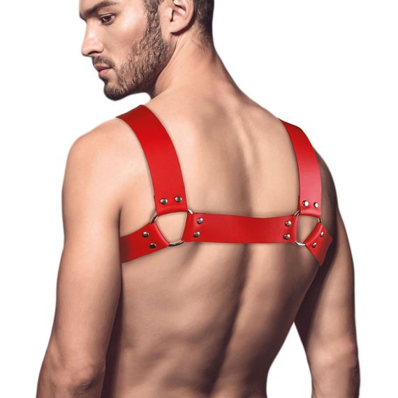 Мужская портупея на грудь из натуральной кожи Feral Feelings - Bulldog Harness Red | Зображення 1