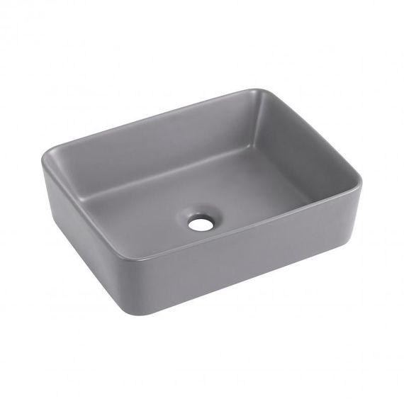 Раковина накладна Qtap Tern 480x370x135 мм, Stone grey, прямокутна, з донним клапаном QT17116069SG