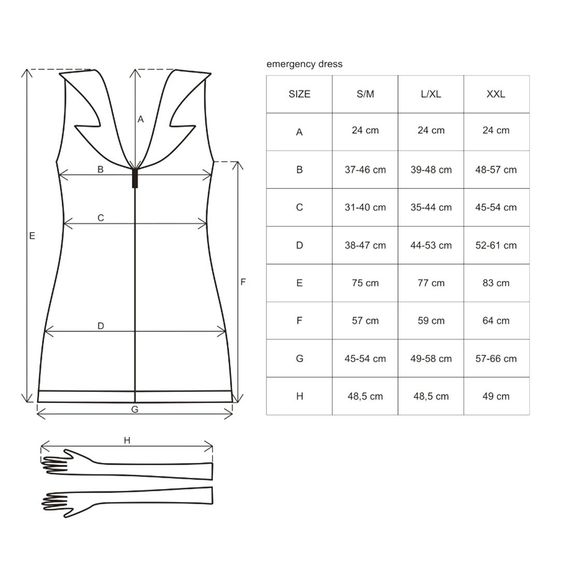 Еротичний костюм медсестри Obsessive Emergency dress S/M, white, сукня, стринги, рукавички, чепчик, стетоскоп | Зображення 3