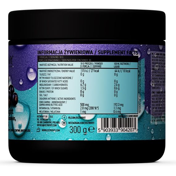 Комплекс для сна OstroVit Aqua Kick Good Night 300 g /30 servings/ Black Currant | Зображення 1