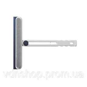 Скребок для миття скла складний з абразивною губкою та гумовим лезом для вікон дзеркал душу Блакитний HP-35015-27BL