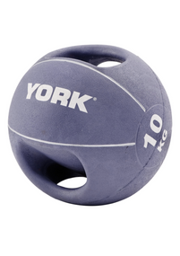 Мяч медбол 10кг York Fitness с двумя ручками фиолетовый