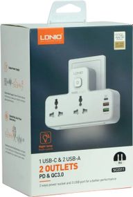 Переходник з нічником LDNIO SC2311 2 port/1PD/1 QC 3.0/1 USB/ 2 PSocket/ Led lamp (34394-01_336)