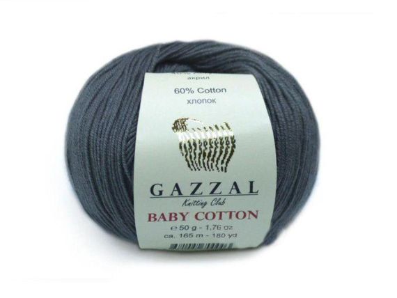 Пряжа Gazzal – Baby Cotton колір 3450 Темно-сірий | Зображення 2
