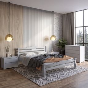 Двоспальне дерев&#039;яне ліжко Mebigrand Монако Світло-сірий (RAL7040) 160х200 см (MBG-4298)