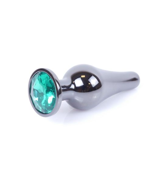 Пробка Boys of Toys Jewellery Dark Silver BUTT PLUG 3см, 9.5см Зеленая | Зображення 3