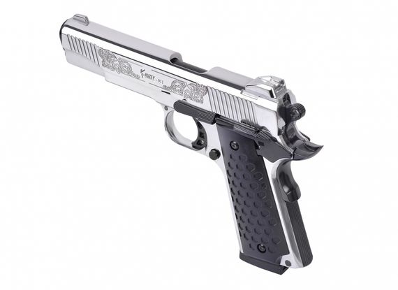 KUZEY 911#6 Matte Chrome Plating, Engraved/Black Grips + магазин | Зображення 1