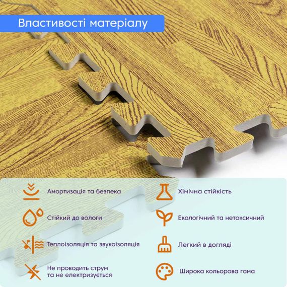 Підлога пазл - модульне підлогове покриття 600x600x10мм жовте дерево (МР7) SW-00000210 | Зображення 2