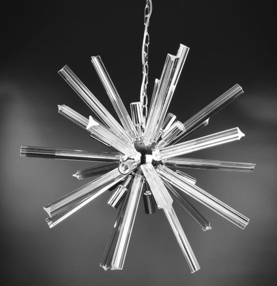 Люстра підвісна на 12 лампочок 26758 Хром 65-140х65х65 см.