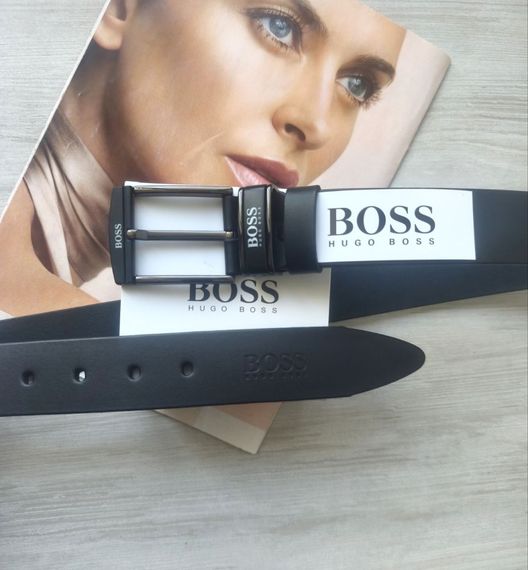 Чоловічий шкіряний ремінь black Hugo Boss | Зображення 1