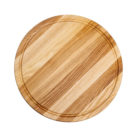 Обробна дерев'яна дошка кругла 35 см для подачі нарізки ясен C12W350