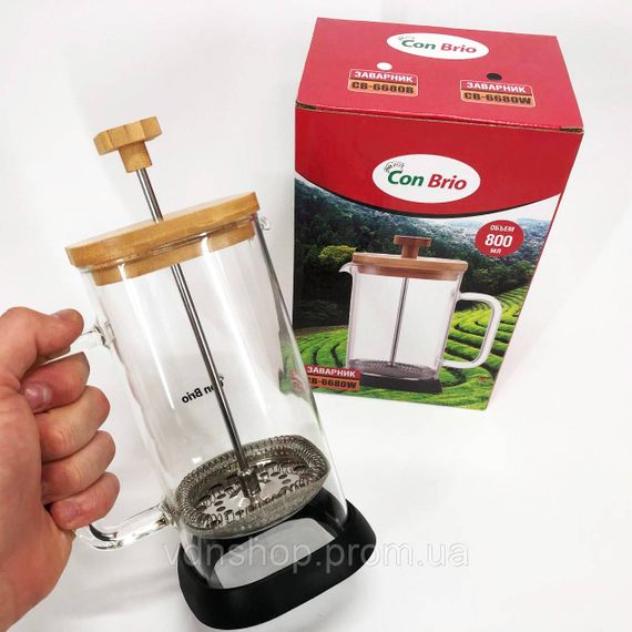 Чайник прес для чаю, Френч-прес для кухні для сервірування, Заварник трав Френч-прес з ручкою OK-41 | Зображення 5