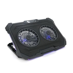 Підставка під ноутбук IceCoorel F8, 10-17", 2*125mm 1200±10% RPM, корпус пластик+алюміній, 2xUSB 2.0, 415x293x26.5mm, RGB, Box Q10