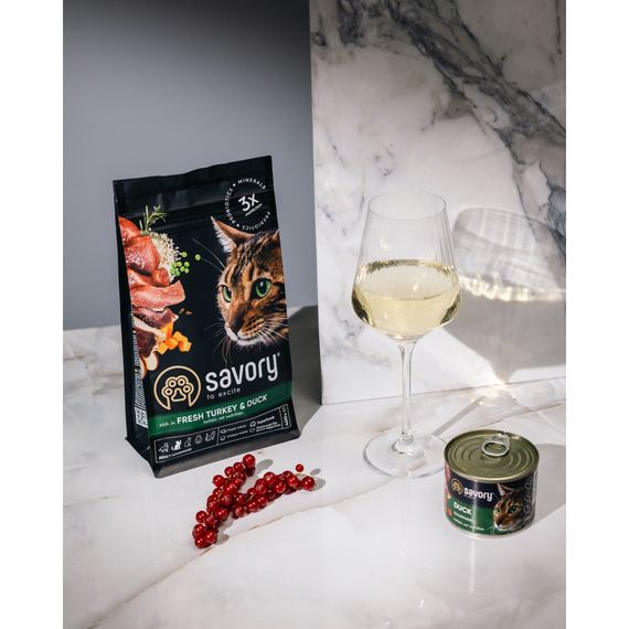 Корм сухий Savory Adult Cat Gourmand Fresh Turkey and Duck для дорослих котів зі свіжою індичкою і качкою 400 г | Зображення 4