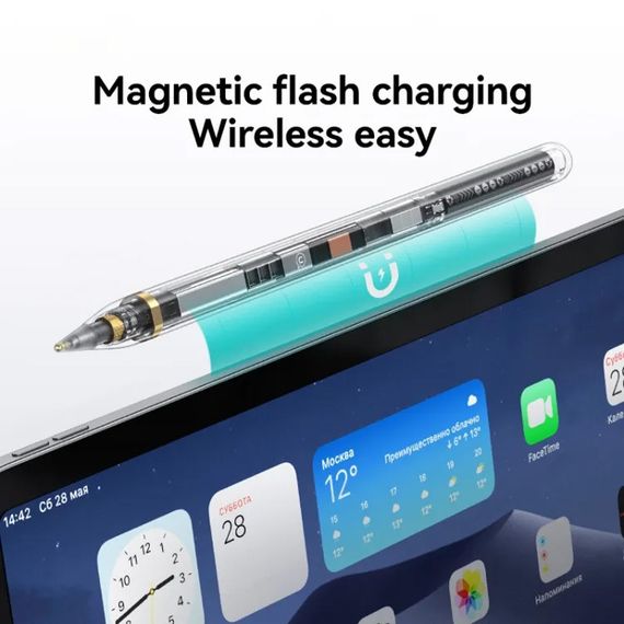 Стилус Usams US-ZB264 Transparent Magnetic Charding Tilt-sensitive Active Touch for iPad Transparent black | Зображення 2