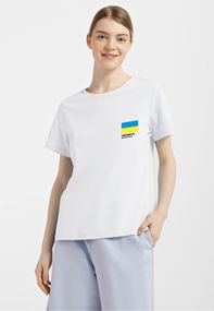 Футболка жіноча біла з принтом "Кольори сміливості", L