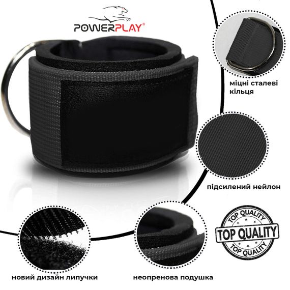Манжета для тяги PowerPlay 4334 Ankle Strap Чорна | Зображення 6