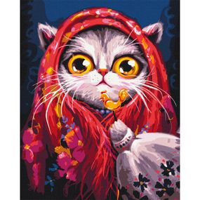 Картина за номерами "Киця в хустинці" © Маріанна Пащук BS54250, 40х50 см