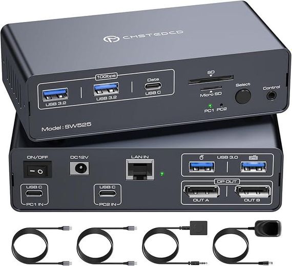 KVM-перемикач CMSTEDCD 13-в-1 з USB-C док-станцією підтримка 4K 120 Гц для 2 моніторів і 2 комп'ютерів (sw525) | Зображення 3