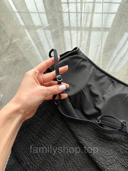 Цельный женский купальник с тонкими бретелями блестящий жатка, MBс264, цвет черный, размер S | Зображення 7