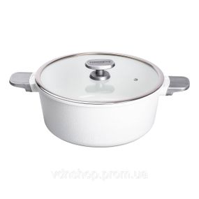 Алюмінієва каструля з керамічним покриттям антипригарним 7.7 л Ø 30 см біла MGC HP-4-455W