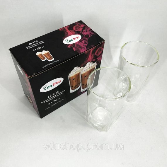 Подвійні скляні кавові чашки Con Brio CB-8735-2, Чашка з подвійними стінками для кави RX-58 | Зображення 4