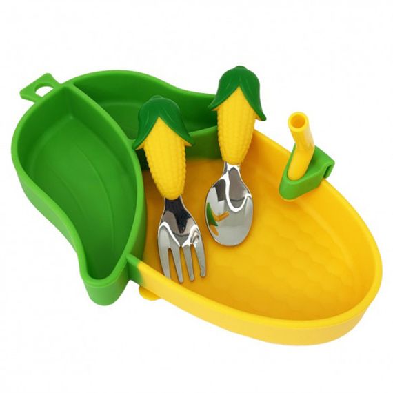 Силиконовая тарелка с приборами "Кукуруза" MGZ-0124